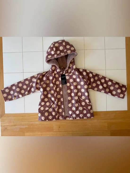 Toddler Lined Spring Raincoat Jacket Size 2T Me Jane Mini Pink Polka Dot EUC - Picture 10 of 10